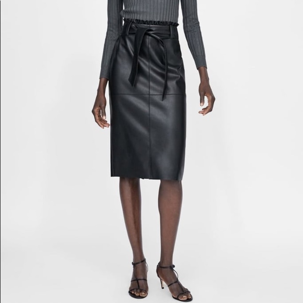 Zara Leather MIDI Skirt